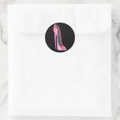 Rosa Stiletto Shoe auf schwarzer Aufkleber (Tasche)
