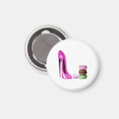 Rosa Stiletto Shoe und französisches Macaroons Art Magnet (Vorderseite/Rückseite)
