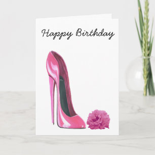 Rosa Stiletto Shoe und Rosenkunst Karte