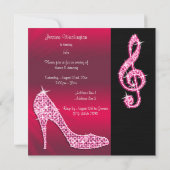 Rosa Stiletto & Treble Cleft 55. Geburtstag Einladung (Rückseite)