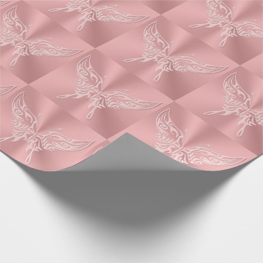 Rosa Stilisierter Schmetterling Runder Schwanz, be Geschenkpapier (Ecke)