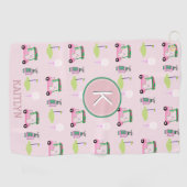 Rosa Stilvolle Golf Design Individuelle Name Monog Golfhandtuch (Horizontal)