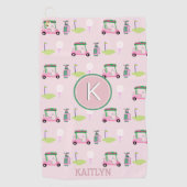 Rosa Stilvolle Golf Design Individuelle Name Monog Golfhandtuch (Vorderseite)