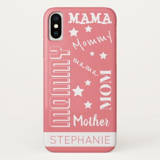 Rosa, stilvolle Mama-Typografie Case-Mate iPhone Hülle (Rückseite)