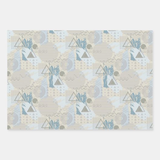 Rosa Stilvolle Memphis Style 80er Pop Art Geometri Geschenkpapier Set (Vorderseite 2)