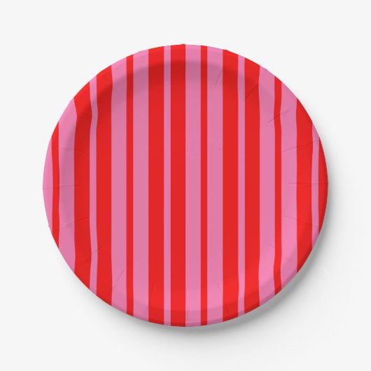 Rosa Stilvolle Streifenmuster Design Pappteller (Vorderseite)