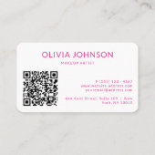 Rosa Stipes Moderne Schönheit mit QR-Code Visitenkarte (Rückseite)