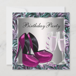 Rosa Stöckelschuhe Damen Geburtstag Einladung