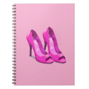 Rosa Stöckelschuhe im 64-Bit-Pixel-Art-Stil Notizblock