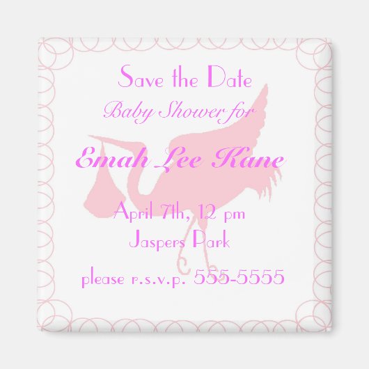 Rosa Storch Magnet (Vorne)