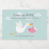 Rosa Storch Pop Mini Sparkling Weinkeller Schaumweinetikett (Einzelnes Label)