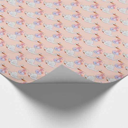 Rosa Störche Geschenkpapier (Ecke)