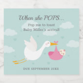 Rosa Stork Bundle Pop Der Wein Schaumweinetikett (Einzelnes Label)