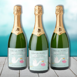 Rosa Stork Bundle Pop Der Wein Schaumweinetikett