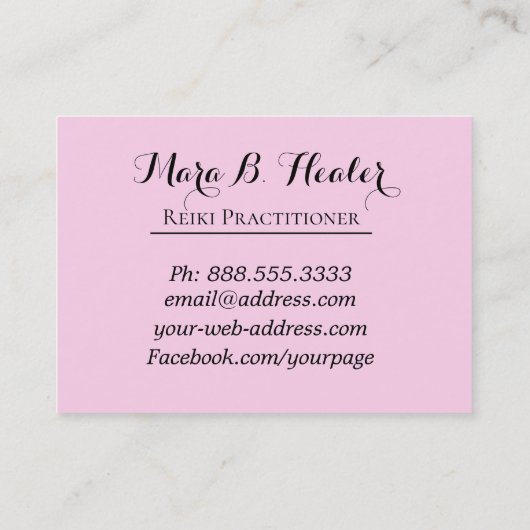 *~* rosa Strahlen, die HandLightworker Heiler Visitenkarte (Rückseite)