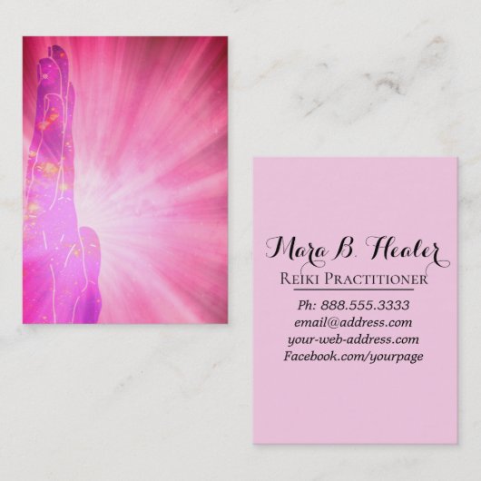 *~* rosa Strahlen, die HandLightworker Heiler Visitenkarte (Vorne/Hinten)