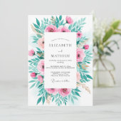 Rosa strahlender Frühling Hochzeit Einladung (Stehend Vorderseite)