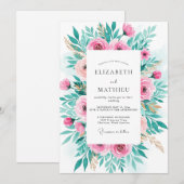 Rosa strahlender Frühling Hochzeit Einladung (Vorne/Hinten)