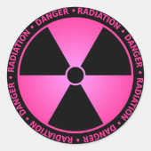 Rosa Strahlungswarnung Runder Aufkleber (Vorderseite)