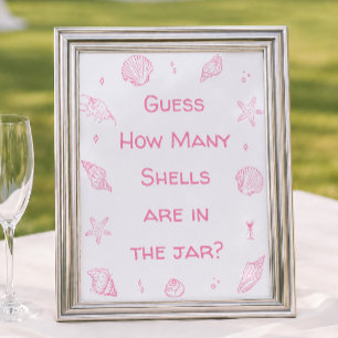 Rosa Strand-Baby-Party 'Rate mal, wie viele' Poster
