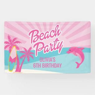 Rosa Strand Geburtstagsposter Banner
