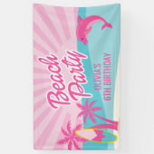 Rosa Strand Geburtstagsposter Banner (Vertikal)
