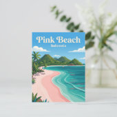 Rosa Strand Indonesien Postkarte (Stehend Vorderseite)