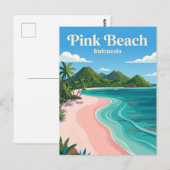 Rosa Strand Indonesien Postkarte (Vorne/Hinten)