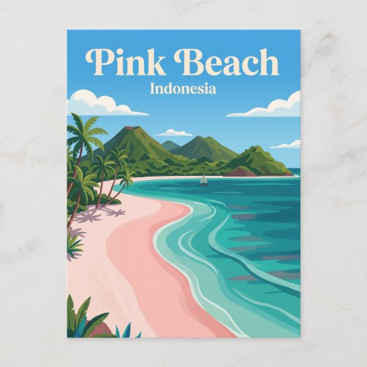 Rosa Strand Indonesien Postkarte (Vorderseite)