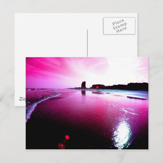 rosa Strand Postkarte (Vorne/Hinten)