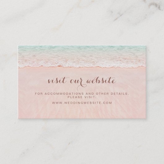 Rosa Strandherzen in der Sand-Website einfügen Kar Platzkarte (Vorderseite)