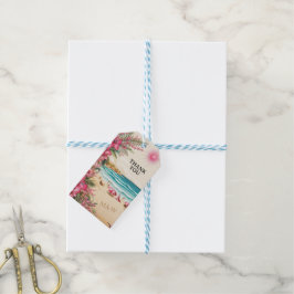 Rosa Strandhochzeit Geschenkanhänger