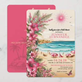 Rosa Strandhochzeitsdusche Einladung