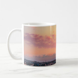 Rosa Strandsonne Golden Himmel Schöne Ferien Kaffeetasse