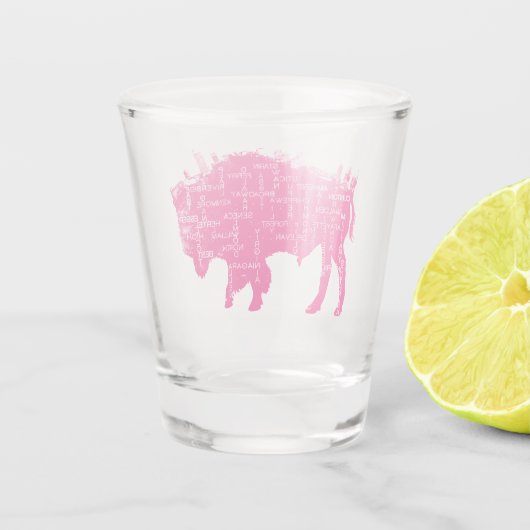 Rosa Straßen der Büffel-Schnapsglas Schnapsglas (Rückseite)