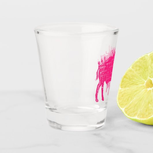 Rosa Straßen der Büffel-Schnapsglas Schnapsglas (Links)