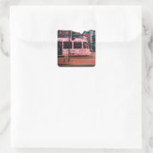 Rosa Straßenbahn Quadratischer Aufkleber (Tasche)
