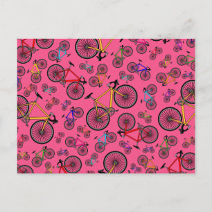 Rosa Straßenräder Postkarte