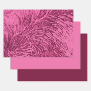 Rosa Straußenfederdesign Geschenkpapier Set