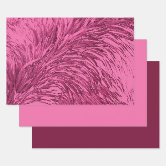 rosa Straußenfederdesign Geschenkpapier Set (Set)