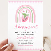 Rosa Strawberry Babydusche Einladung