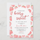 Rosa Strawberry Babydusche Einladung (Vorderseite)
