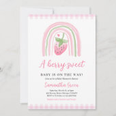 Rosa Strawberry Babydusche Einladung (Vorderseite)