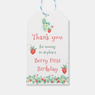 Rosa Strawberry Berry Erster Geburtstag Geschenkanhänger