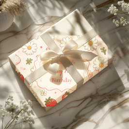 Rosa Strawberry Berry Erster Geburtstag Geschenkpapier