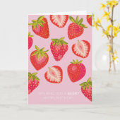 Rosa Strawberry Berry Happy Birthday Card Karte (Gelbe Blume)