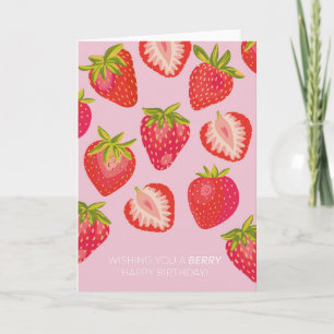 Rosa Strawberry Berry Happy Birthday Card Karte