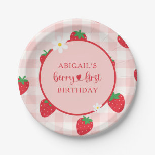 Rosa Strawberry Berry Sweet Birthday Paper Plate Pappteller