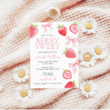 Rosa Strawberry Bow Berry Sweet Baby Girl Dusche