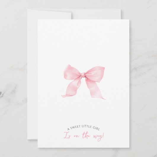 Rosa Strawberry Bow Berry Sweet Baby Girl Dusche Einladung (Rückseite)